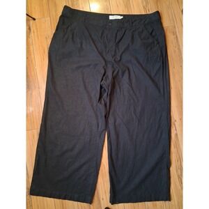 Torrid Women 24 Black Linen Blend Wide Leg Trousers High Rise Career Pants